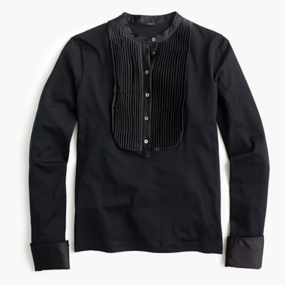 J. Crew Tops - J.Crew Tuxedo-Inspired Long-Sleeve T-shirt Size M